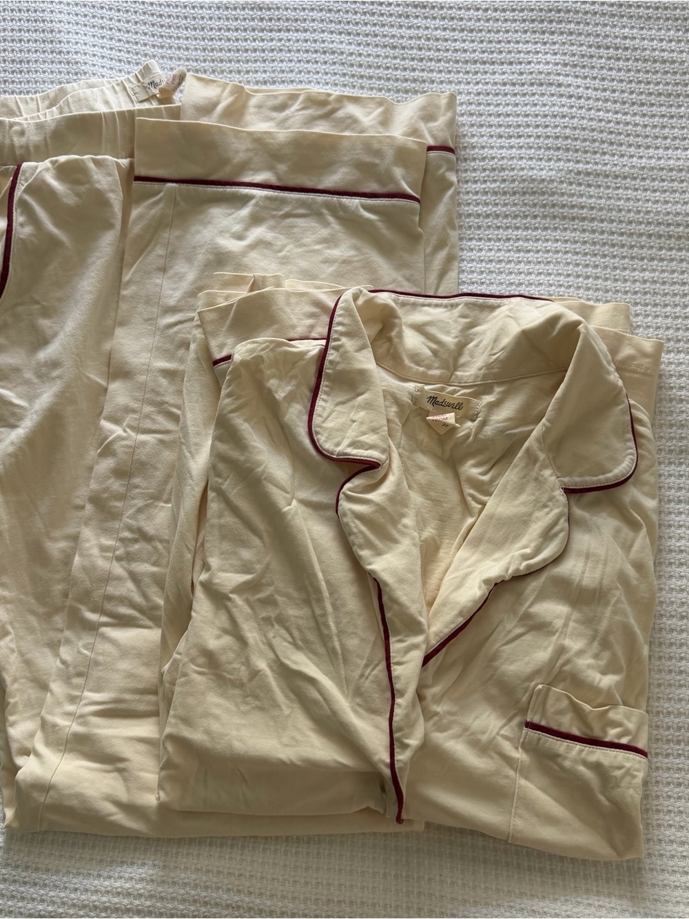 Madewell cream & burgundy pajama set in XS